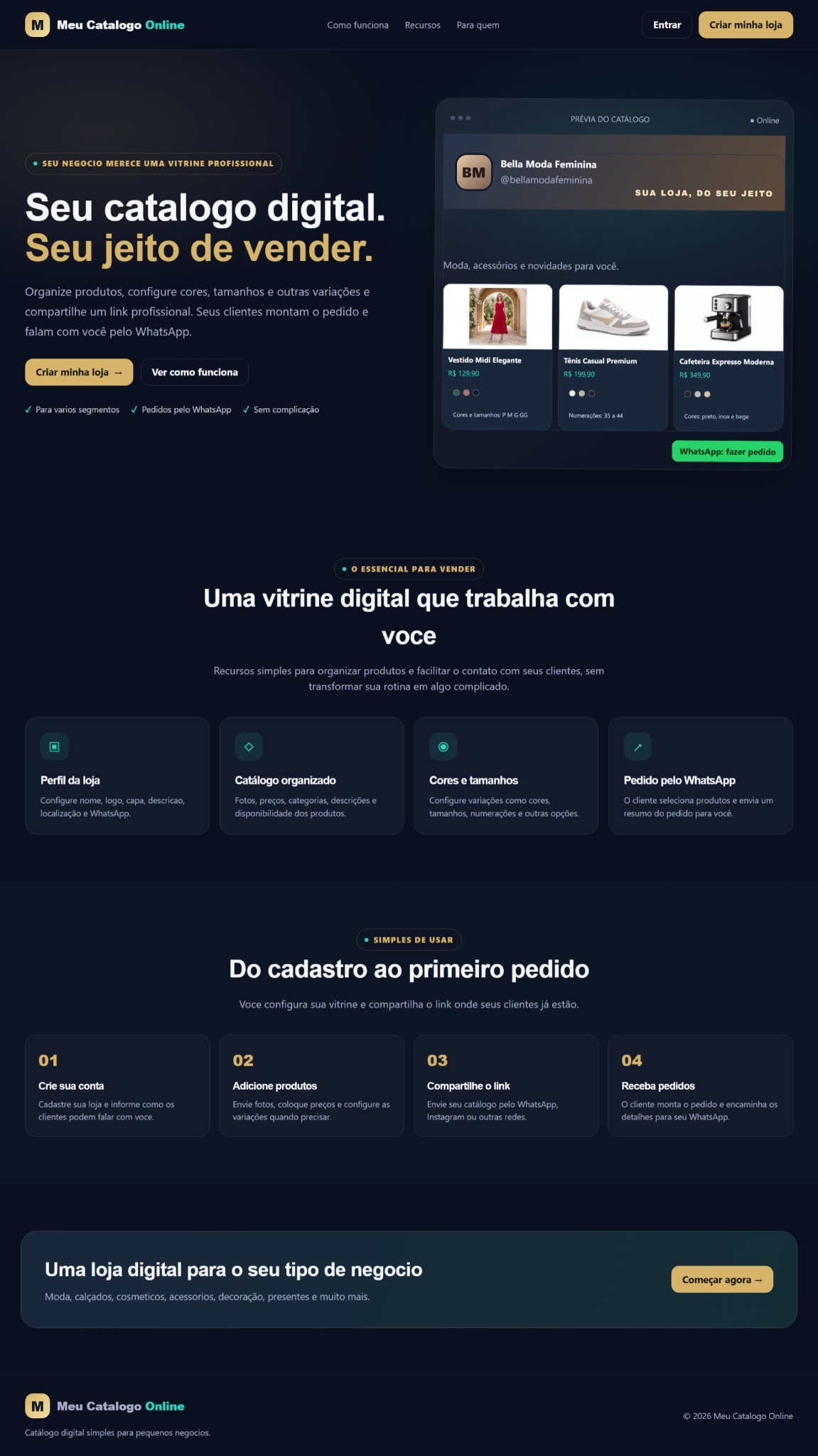 Prévia do site Meu Catálogo Online